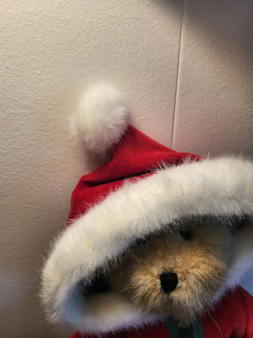 Boyds  Bear Holiday Bear in Red Santa Hoodie.